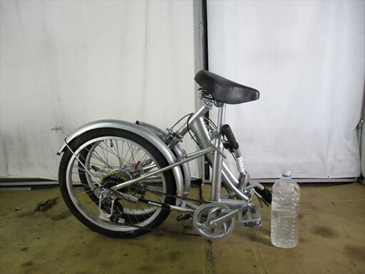 C279★￥7000★整備済み 中古折りたたみ自転車 シルバー　オートライト6段変速【20インチ 】