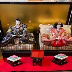 ひな人形　人形の秀月　屏風、台、3点セットの画像