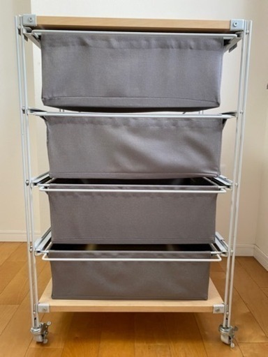 ★MUJI 無印良品★スチールユニットシェルフ帆布バスケットセット(グレー)