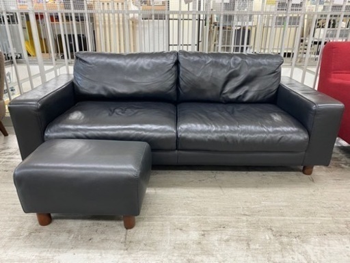 【愛品館 江戸川店】 無印 本革2Pワイドソファ ID：156-018766-007