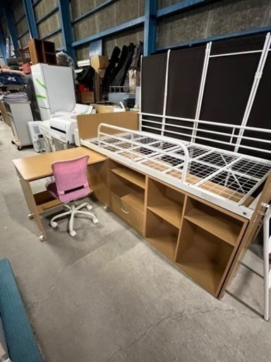 ☆激安5点セット!!☆ ニトリシステムベッド ロフトベッド デスク チェア 本棚