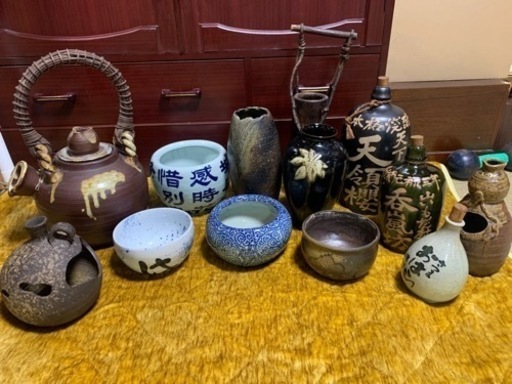 和風　古風　花瓶　鉢　きゅうす　陶器セット
