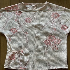 着物リメイク 絹絞り100% 女性ブラウス ハンドメイド 