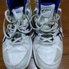 アシックスバスケットシューズ白☓青