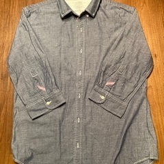　美品　デニムシャツ　7部袖　メンズ　サイズL