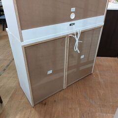 【愛品倶楽部柏店】　ケユカ/高橋木工所　フローラⅢ　組合せ　２枚スライド扉キッチンボード　白&こげ茶