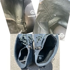 新品未使用 VANQUISHのネイビースウェードブーツ めくれありの画像