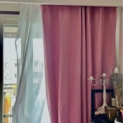 「取引中」カーテン+レース　4枚セット　ピンク　ニトリの画像