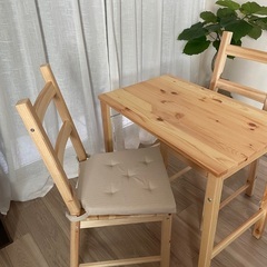 ダイニングテーブル　チェア　椅子　机　無印　ikea パイン材　折りたたみの画像