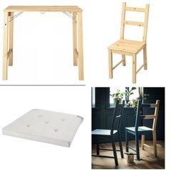 ダイニングテーブル　チェア　椅子　机　無印　ikea パイン材　折りたたみの画像