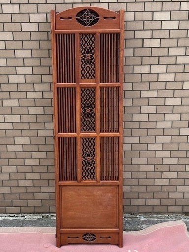 ◎最終お値下げしました‼️ 逸品 唐木家具 紫檀？4枚折り 衝立 パーテーション 花鳥図 間仕切り 仕切り 透かし彫 スクリーン建具コ