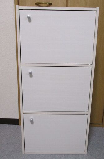アイリスオーヤマ カラーボックス 3段 幅41.5×奥行29×高さ88cm オフホワイト ドア付 CX-33D②