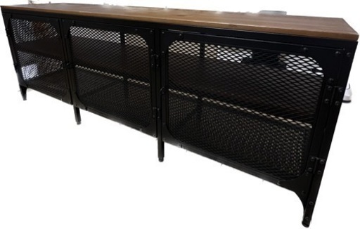 特別価格！【70%OFF!!】【美品】テレビ台 スチール ウッド ブラック デザイン オシャレ お洒落
