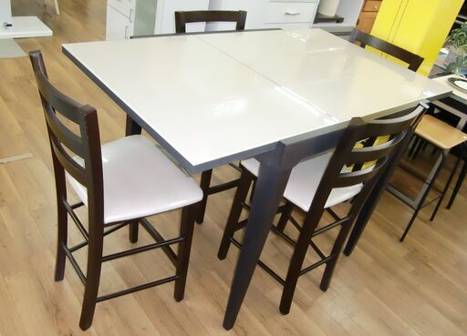 R303  Calligaris イタリア製 トップガラス伸長ハイタイプ ダイニング5点セット 美品