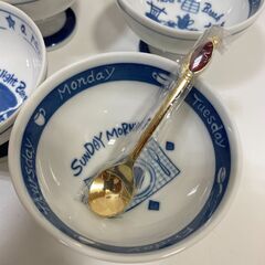 【7601】カントリーホーム 大皿付きデザートセット 大皿1枚 デザートカップ5客 未使用品 デザート皿 プレート スプーン付きの画像