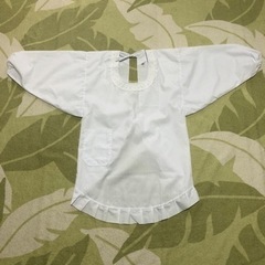 割烹着・エプロン(白色)と三角巾　4点まとめての画像