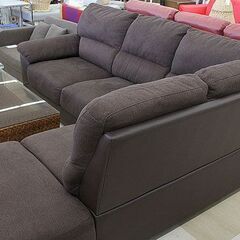 札幌市/清田区 ニトリ 布張りカウチソファ (ウォール3KD LC DBR) L字ソファ