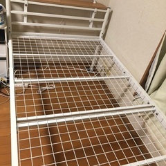 パイプベッド　シングル　宮付き　高さ調節　ロングサイズ