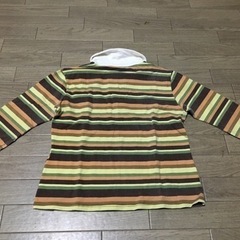秋色ボーダーストレッチ七分丈シャツ　レディースの画像