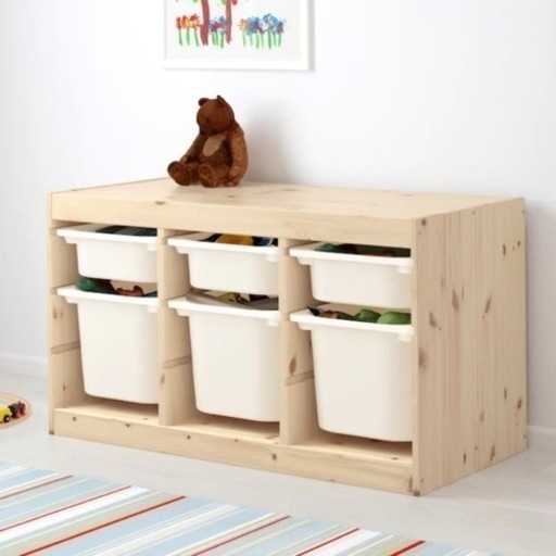 【新品未使用品】ＩＫＥＡ/イケア　TROFAST　収納コンビネーション ボックス付き94x44x53 cm　ライトホワイトステインパイン/ホワイト（292.408.77/29240877）