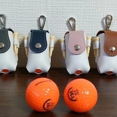 ゴルフボール　ポーチ　ケース入れ　1個 ブラウンの画像