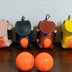 ゴルフボール　ポーチ　1個 ブラウンの画像