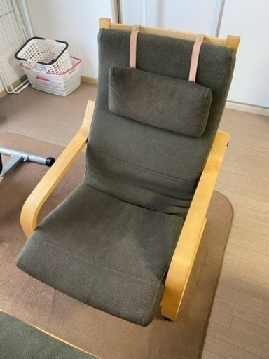 【お取引中】木製フレーム　オットマン付き　チェア