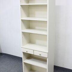 IDC大塚/AYANO/綾野製作所 クラリス ブックシェルフ オフホワイト 幅60/高さ181cm 稼働棚 引き出し 収納家具 中古 店頭引取歓迎 R6594)