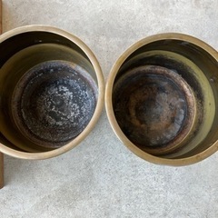 値下げ　宣徳火鉢　青銅製　２個　昭和レトロの画像