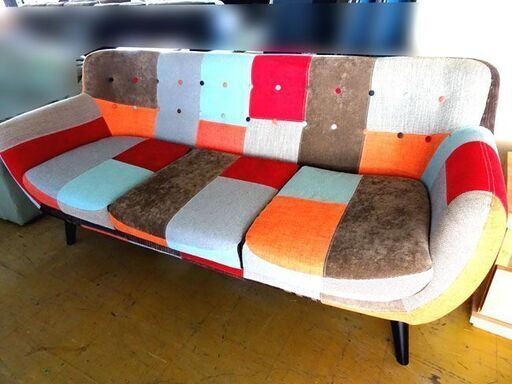 【Francfranc】フランフラン NAVIA SOFA ナビアソファ パッチワーク 3人掛けソファ
