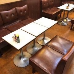 レトロ　椅子　チェア　ブラウン　合皮の画像