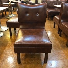 レトロ　椅子　チェア　ブラウン　合皮の画像