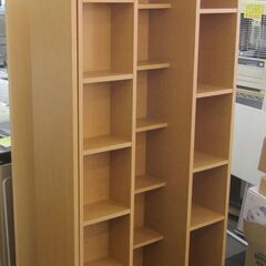 幅85㎝ スライド本棚 高さ179.5×奥行30㎝ ブラウン 木目 棚板稼働 本棚 収納棚 大容量 札幌 北20条店の画像