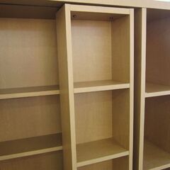 幅85㎝ スライド本棚 高さ179.5×奥行30㎝ ブラウン 木目 棚板稼働 本棚 収納棚 大容量 札幌 北20条店の画像