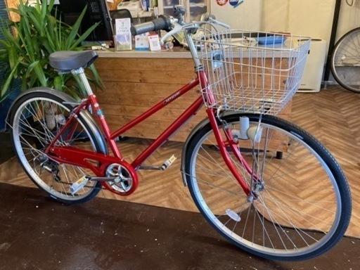 取引中【6段変速】LEDダイナモ　26インチ自転車　レッド