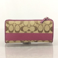 COACH  パープルレザー×シグネチャー コーチ L字ファスナー長財布の画像