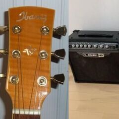 Ibanez Artwood・L.R.BAGGS M-1 Active・LINE6アンプ・ハードケース・シールド付きの画像