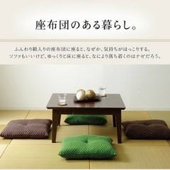 座布団「 刺し子（緑色5枚組） 」約55×59cm 銘仙判 日本製