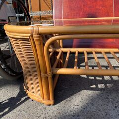 リサイクルショップどりーむ荒田店No.4009　籐家具のガラステーブル♪の画像