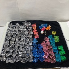 アクリルアイス(クラッシュ、花、ハート、ダイヤモンド)、ビー玉、ミニソフト出目金など合計114点の画像