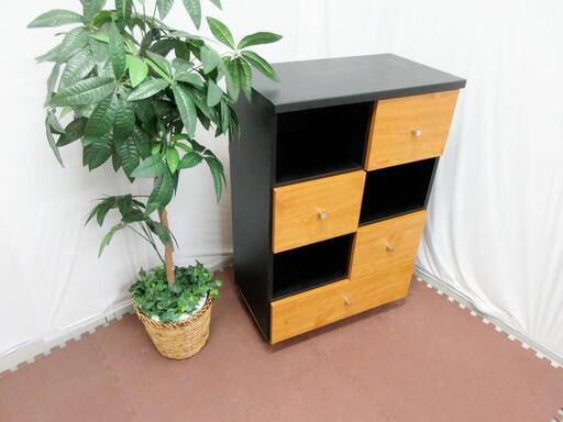 ☆T2176☆ 引出し付き 収納BOX 黒/茶のコンビ　カラーボックス