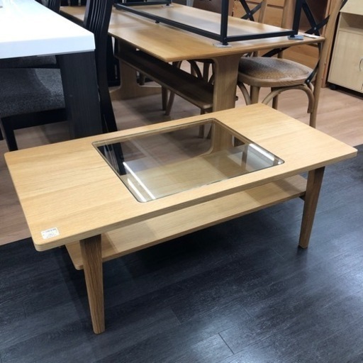 UNICO ローテーブル ガラス天板 ナチュラル