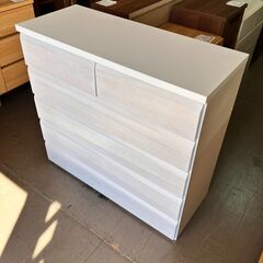 未使用訳あり 天然木桐材を使用したチェスト ホワイト 引出しスライドレール 桐タンス 洋服タンス 白 引き出し タンス 木製 衣類収納の画像