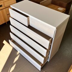 未使用訳あり 天然木桐材を使用したチェスト ホワイト 引出しスライドレール 桐タンス 洋服タンス 白 引き出し タンス 木製 衣類収納の画像