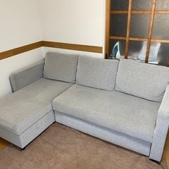 【中古】布張りカウチソファベッド 3人掛けソファ　ニトリ 