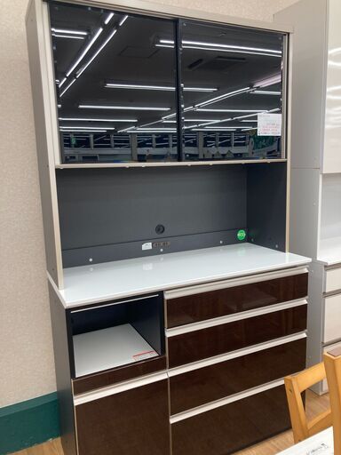 ★ジモティ割あり★エスエークラフト 食器棚 ダークブラウン H206×W120×D51 クリーニング済み KJ948