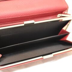 BURBERRY　バーバリー 長財布 がま口 ファスナー 財布 レディース ノバチェック レッド レザー 未使用美品