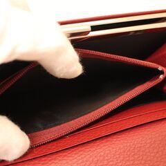 BURBERRY　バーバリー 長財布 がま口 ファスナー 財布 レディース ノバチェック レッド レザー 未使用美品