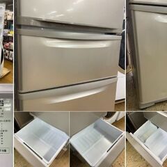 地域限定送料無料　美品【 Panasonic 】パナソニック 315L 3ドア 冷蔵庫 エコナビ搭載 スリム設計で手が届く低めタイプ NR-C32FMの画像