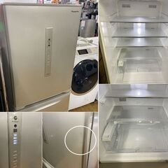 地域限定送料無料　美品【 Panasonic 】パナソニック 315L 3ドア 冷蔵庫 エコナビ搭載 スリム設計で手が届く低めタイプ NR-C32FMの画像